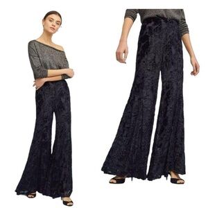 Maeve Anthropologie Juliette Black Velvet Wide Leg Pants